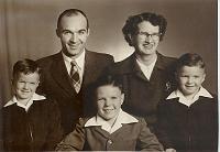  From left to right, twin Dale Turner, Lester Henry Turner (father), Lester Howard Turner (son in middle), Ollie Maxine Rose (mother) and twin Gale Turner Turner.
